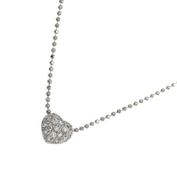 Ponte Vecchio Heart Motif Diamond 0.15ct Necklace 18K White Gold 750 90252171